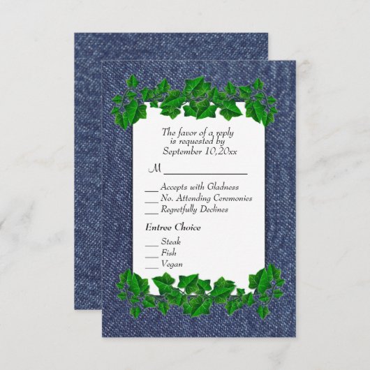 Denim UAWG w Menu RSVP Karte (Vorne/Hinten)