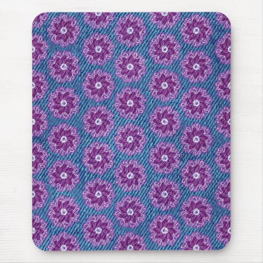 Denim und Blume rosa und blaue Mousepad (Vorne)