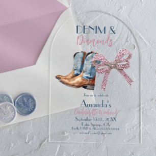 Denim und Diamant Disco-Party Junggesellinnenabsch Acryleinladungen