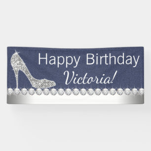 Denim- und Diamant-Geburtstagsbanner Banner