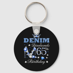 Denim und Diamanten 65. Geburtstag High Heels Kron Schlüsselanhänger
