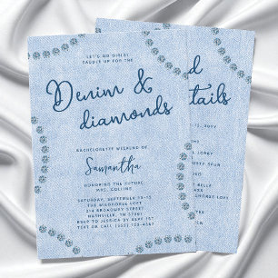 Denim und Diamanten Blaue Western-Junggesellinnenp Einladung