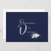 Denim und Diamanten Einladung (Vorne/Hinten)