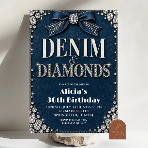 Denim und Diamanten Geburtstagseinladung Einladung