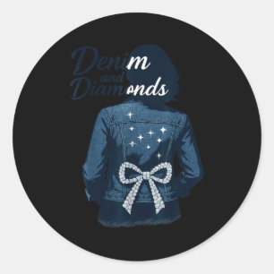 Denim und Diamanten Schleife Damen Mädchen Jeans F Runder Aufkleber