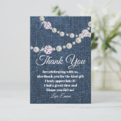 Denim und Diamantperle, danke Karte (Stehend Vorderseite)