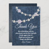 Denim und Diamantperle, danke Karte (Vorne/Hinten)
