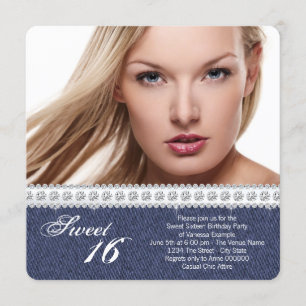 Denim und Diamond 16 . Geburtstag Party Einladung