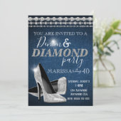 Denim und Diamond Birthday Party, elegant, Heelse Einladung (Stehend Vorderseite)