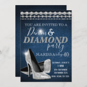 Denim und Diamond Birthday Party, elegant, Heelse Einladung (Vorne/Hinten)