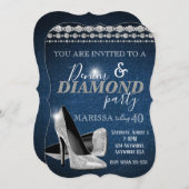 Denim und Diamond Birthday Party, elegant, Heelse Einladung (Vorne/Hinten)