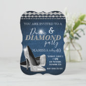 Denim und Diamond Birthday Party, elegant, Heelse Einladung (Stehend Vorderseite)