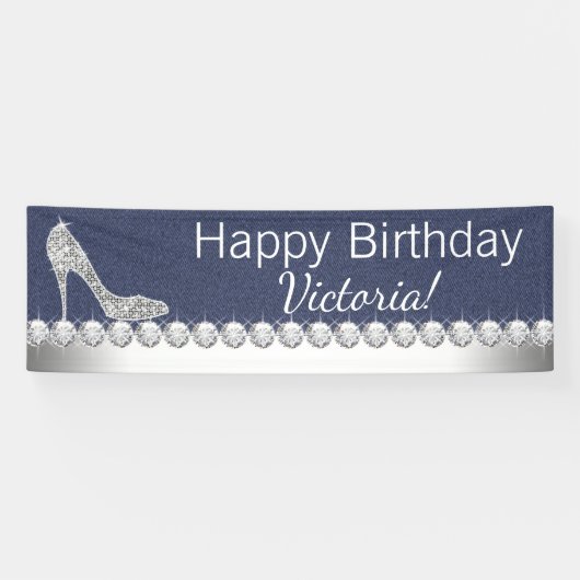 Denim und Diamond Geburtstagsparty Banner (Horizontal)