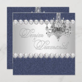Denim und Diamond-Party Einladungen (Vorne/Hinten)