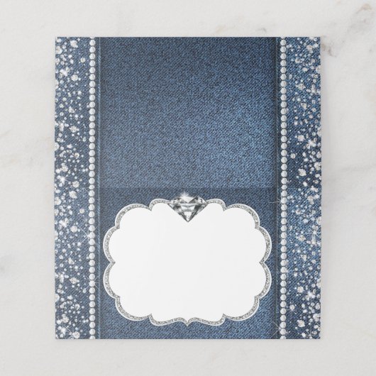 Denim und Diamond Platzkarte (Außenseite Aufgefaltet)