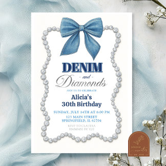 Denim und Diamonds Adult Geburtstag Einladung
