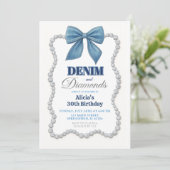 Denim und Diamonds Adult Geburtstag Einladung (Stehend Vorderseite)