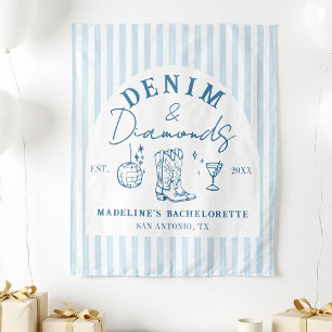 Denim und Diamonds Bachelorette Hintergrund Gezeic Wandteppich