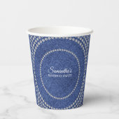 Denim und Diamonds Blue Jeans Bling Birthday Party Pappbecher (Rückseite)