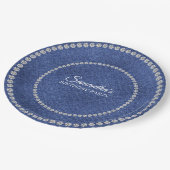 Denim und Diamonds Blue Jeans Bling Birthday Party Pappteller (Schrägansicht)