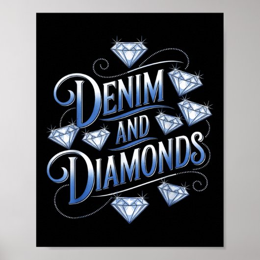 Denim und Diamonds Country Western Bachelorette Pa Poster (Vorne)
