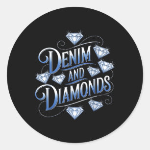 Denim und Diamonds Country Western Bachelorette Pa Runder Aufkleber