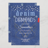 Denim und Diamonds Geburtstagsparty Einladung (Vorne/Hinten)