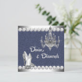 Denim und Diamonds Geburtstagsparty Einladung (Stehend Vorderseite)