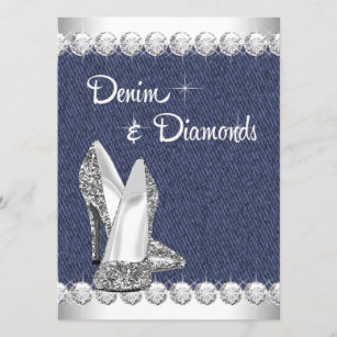 Denim und Diamonds Geburtstagsparty Einladungen