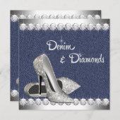 Denim und Diamonds Geburtstagsparty Einladungen (Vorne/Hinten)
