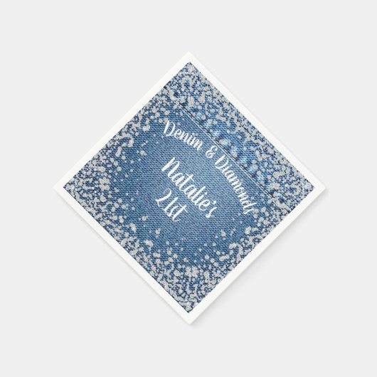 Denim und Diamonds Napkins, Denim & Diamonds Party Serviette (Ecke)