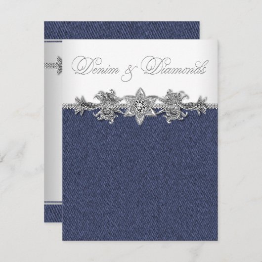 Denim und Diamonds Party Einladung (Vorne/Hinten)