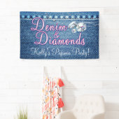 Denim und Diamonds Party mit rosa Banner (Insitu)