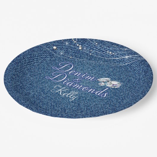 Denim und Diamonds Party Pappteller (Schrägansicht)