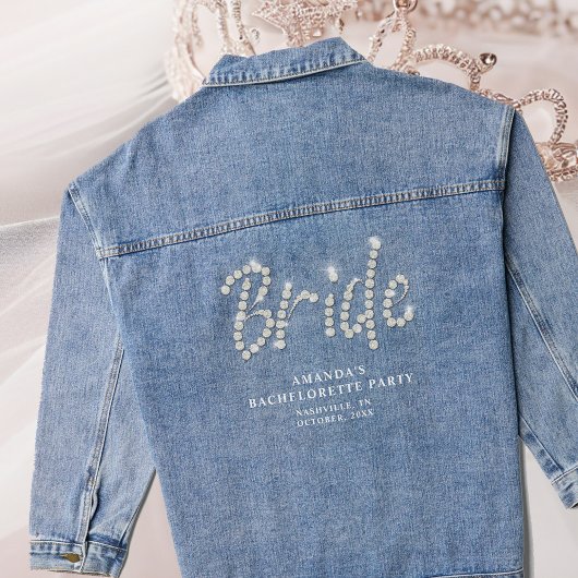Denim und Diamonds Rhinestones Bride Bachelorette Jeansjacke