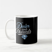 Denim und Diamonds trendige Mode Kaffeetasse (Links)
