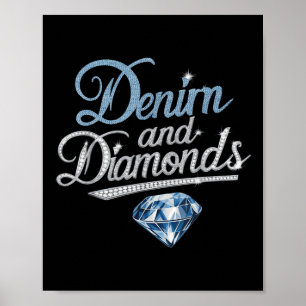 Denim und Diamonds trendige Mode Poster