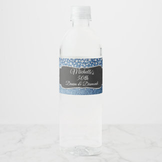Denim und Diamonds Water Bottle Labels Wasserflaschenetikett