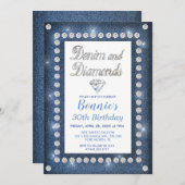 Denim und Diamonds zum Geburtstag Einladung (Vorne/Hinten)