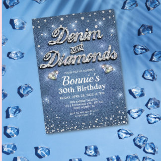 Denim und Diamonds zum Geburtstag Einladung