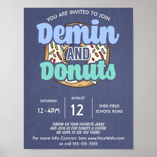 Denim und Donuts Schule PTO PTA Spendenaktion Poster (Vorne)