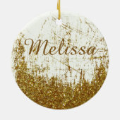 Denim und Glitzer personalisiert Keramik Ornament (Hinten)