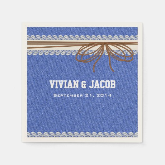 Denim und Lace Custom Wedding Napkin Serviette (Vorderseite)