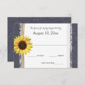 Denim und Lace Sunflower Wedding RSVP (Vorne/Hinten)