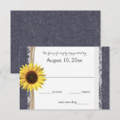 Denim und Lace Sunflower Wedding RSVP Karte (Vorne/Hinten)