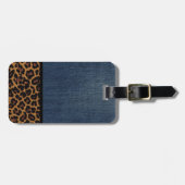 Denim und Leopard Gepäckanhänger (Vorderseite horizontal)