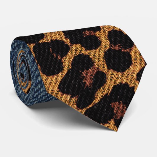 Denim und Leopard Krawatte (Gerollt)