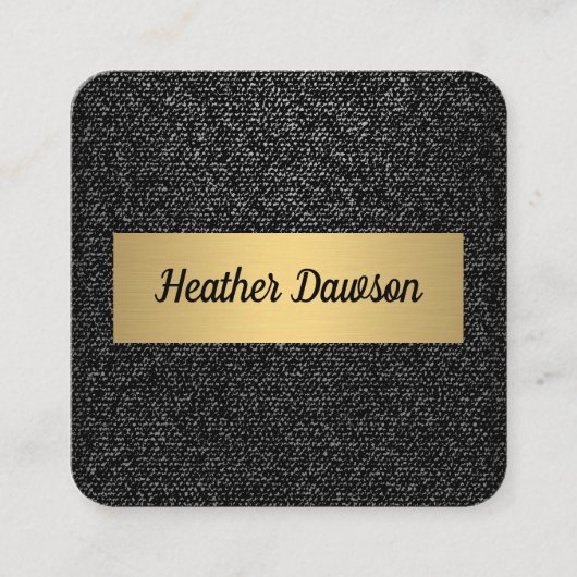 Denim und Metallic Gold Quadratische Visitenkarte (Vorderseite)