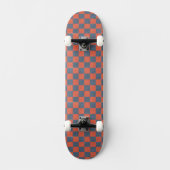 Denim und Orange Checkerboard Art Skateboard Deck (Vorderseite)