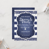 Denim und Pearls Einladung zum Geburtstag (Vorderseite/Rückseite Beispiel)